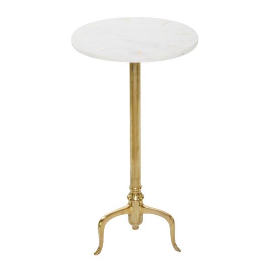 15" Gold Contemporary Marble Accent Table